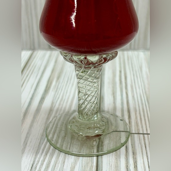 Vintage Bud Vase National Potteries Co Art Glass Orange And Clear 8.25" - Picture 5 of 6